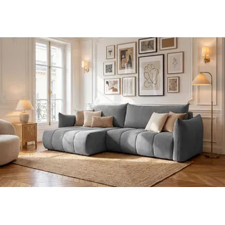 WFL GROUP Eckcouch Polyester 4-Sitzer Grau