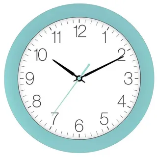 EUROTIME Funkwanduhr Funk-Wanduhr türkis-blau blau