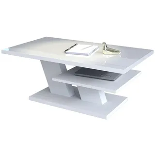 designimpex Couchtisch, Weiß Hochglanz, Holzwerkstoff, 110x45x60 cm, Wohnzimmer, Wohnzimmertische, Couchtische