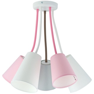 Licht-Erlebnisse Deckenleuchte WIRE verstellbar fürs Kinderzimmer Metall & Stoff in grau weiß pink 5x E27 D:70cm Kinder Flexarm Deckenlampe Innen
