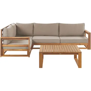 Beliani Timor II Loungeset heller Holzfarbton