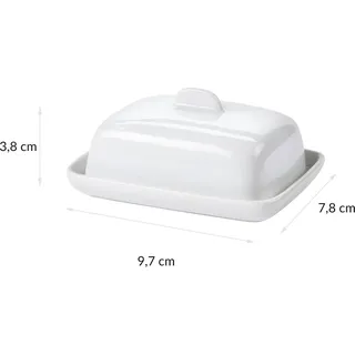 Excellent Houseware Butterdose aus Keramik, klein, weiß