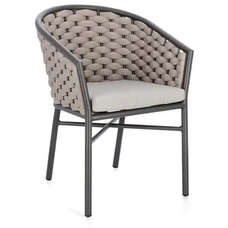 Bizzotto Gartenstuhl Margalida aus Aluminium, Taupe / Anthrazit, Stapelbar bunt