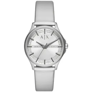 Armani Exchange AX5270 LADY HAMPTON Uhr Damenuhr Lederarmband silber