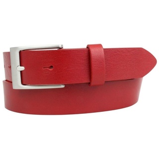 BELTINGER Ledergürtel Gürtel aus Vollrindleder 3 cm - Anzug-Gürtel für Damen Herren 30mm - C rot|silberfarben