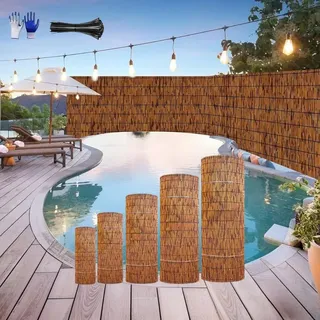 Generisch 50cm-180cm Balkon Sichtschutz Schilfrohrmatte Bambus Sichtschutz Blickdicht Wetterfest Sichtschutzzaun Garten(50x350cm)