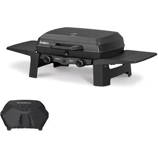 Enders® Gasgrill Urban II inkl. Wetterschutzhülle, Tischgrill, Grillen-, Kochen- und Backen Funktion, 2 Brenner Edelstahl, Balkon-, Camping-Grill, Aluguss-Gehäuse, Gusseisen-Rost