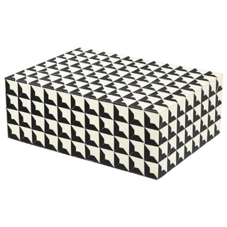 Casa Padrino Designer Schmuckkasten mit Deckel Schwarz / Weiß 28 x 21 x H. 10 cm - Schmuckschatulle - Aufbewahrungsbox - Luxus Qualität