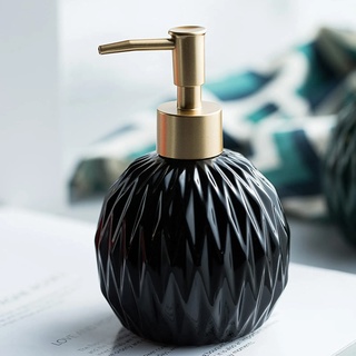 Goldener Seifenspender mit Keramik-Seifenspender, Pumpflasche für Badezimmer, eleganter Handseifenspender für Dusche, 400 ml.