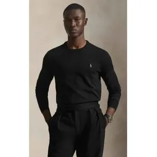 Polo Ralph Lauren für Herren. 710684957008 Schmal geschnittener Baumwollpullover schwarz (S), Lässig, Baumwolle, Klassisch