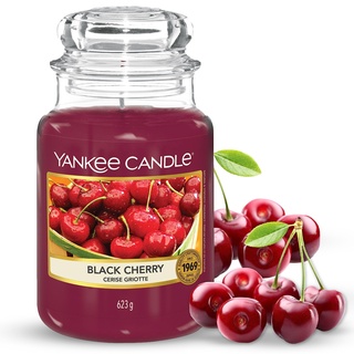 Yankee Candle Duftkerze im Glas (groß) – Black Cherry – Kerze mit langer Brenndauer bis zu 150 Stunden