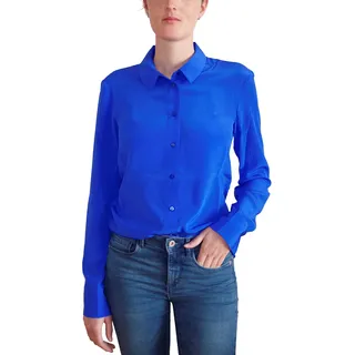 Posh Gear Damen Seidenbluse Collettoseta Bluse aus 100% Seide, dunkel blau, Größe M - M