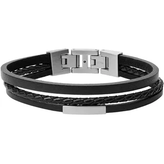 Fossil JF03322040 Armband schwarz Edelstahl Leder Größe 19,5 cm
