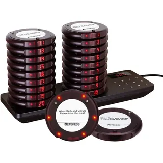 Retekess TD163 Restaurant Pager System, Pager Rufsystem mit 31 Rufmod, 500M, 20 Pagers, 20H, Pager set für Hotel, Fast Food, Bar walkie talkie - Rot