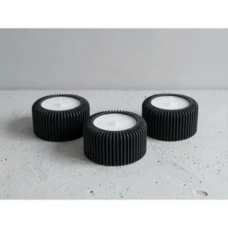 Teelichthalter (3er Set) - @AcubycArt - für kleine Teelichter - modernes Design - Bio-Kunststoff (Schwarz, 3 cm)