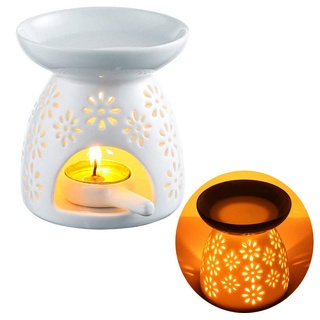 FELIXLEO Duftlampe Duftlampe mit kerzenhalter aus Keramik Aromalampe Weiß Blume (1 St)