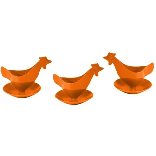 Sonja PLASTIC Eierbecher Huhn in Hellen Farben 3er Set orange, Hühnereierbecher