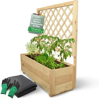 holz4home Pflanzkasten mit Rankgitter 98 x 34 cm Braun