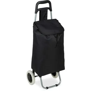 Relaxdays Einkaufs-Trolley schwarz 92,5 x 42 x 28 cm