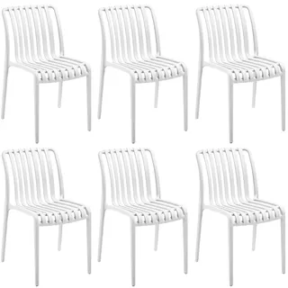 Tectake tectake® Gartenstühle Alcudia, wetterfest, stapelbar, 6er Set creme