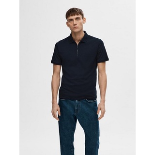 SELECTED HOMME Poloshirt SLHFAVE ZIP SS POLO NOOS blau S
