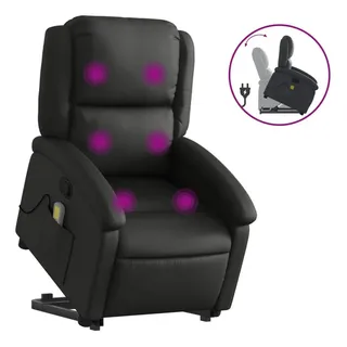 vidaXL Massagesessel mit Aufstehhilfe Leder 86,5 x 99,5 x 0 cm Schwarz