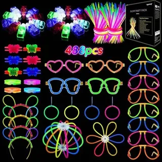 Halloween Deko 488PCS Knicklichter Set Leuchtstäbe Fingerlampe Neon