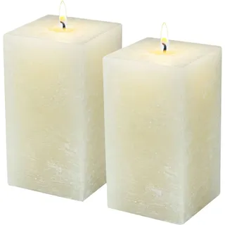 Spetebo Led Stumpenkerze 2er Set Creme - 13 X 7 - Kerze Mit 65 Stunden Brenndauer -  - Weihnachten Advent