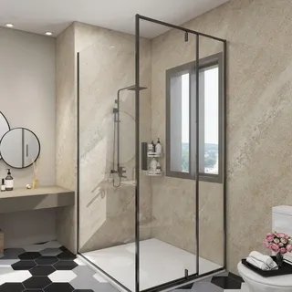 [neu.haus] Duschrückwandset Bladel 12er Set 120x60 cm Wandverkleidung Wanddeko wasserfest Badrückwand Duschrückwand Dekorwand 3 mm Bad Dusche WC Küche Cream Stone