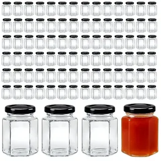 mikken Einmachglas kleine Marmeladengläser 110 ml kleine Einmachgläser mit Schraubdeckel, (Grosspackung, 100er Set, Grosspackung), zum Einmachen und Einkochen schwarz