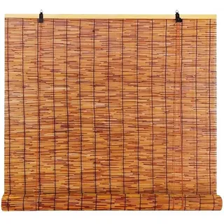 Generisch Bambusrollo Ohne Bohren, 10-180cm Breit Sonnenschutz Rollo Bambus Sichtschutz Outdoor mit Lifter, Terrassen Deko Wetterfest Schilf Vorhang, Fenster Jalousie