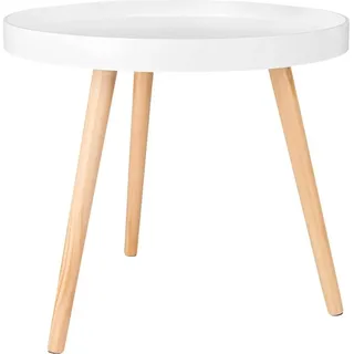Woltu Beistelltisch Rund Weiß MDF 50 x 44 cm