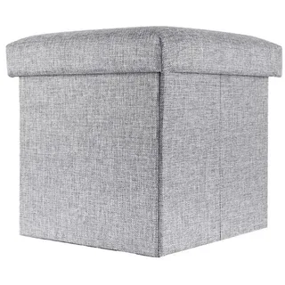Intirilife Faltbarer Sitzhocker Leinen 30 x 30 x 30 cm Grau