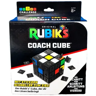Spin Master Rubik's Cube 3x3 Lernwürfel mit Stickern, zum Schritt-für-Schritt-Lösen des Zauberwürfels, umfangreicher Leitfaden in 8 Schritten, für EinsteigerInnen ab 8 Jahren