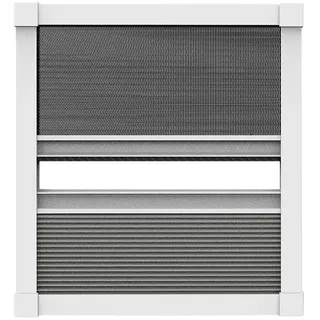 Duo-Plissee für Dachfenster mit Alurahmen, Insektenschutz & Sonnenschutz, 114x160cm, weiß