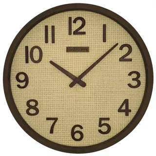 Holzwerk Wanduhr 30 cm BOHO Rattan braun