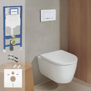 Geberit Duofix Element iCon WC mit WC-Sitz und Sigma 20 square Betätigungsplatte