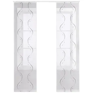 Joyswahl Schiebegardine (2 St), Klettband, transparent, Voile Flächenvorhänge, Bestickt, Schiebevorhang Wohnzimmer grau 57 cm x 145 cm