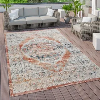 Paco Home - Outdoor Teppich Vintage Balkon Terasse, Küchenteppich Flur Läufer versch. Farben u. Größen 60x100 cm, Rot