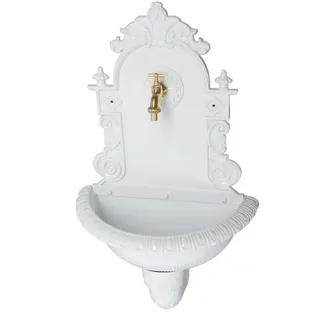 aubaho Waschbecken Wandbrunnen Wein Garten Alu Weiss antik Stil Brunnen Waschplatz Bad