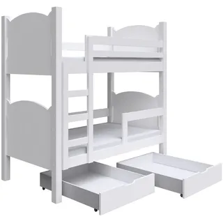 masseno Etagenbett LEONE 80 x 180 cm Kiefer massiv weiß