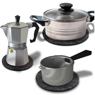wortek Topfuntersetzer Untersetzer Pfannen Töpfe Teller Gläser Küche Filz, Zubehör für Töpfe und Pfannen und Geschirr, Set, 6-tlg., Set schwarz