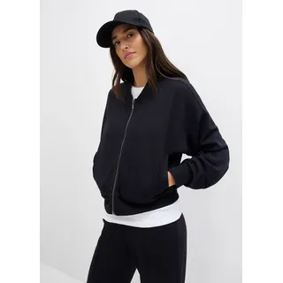 bonprix Scuba-Blouson aus softem Viskose-Mix, schwarz, Gr.48/50 (XL), Basic-Sweat-Blouson in griffiger Qualität, aus Viskose,