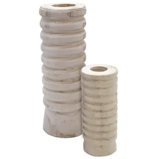 Spetebo Dekovase Holz Blumenvase 2er Set verschiedene Designs (Set, 1 St., 2er), Flasche Holzvase naturbelassen