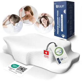 EULIN® KOPFKISSEN - Orthopädisches Kissen für ergonomischen Tiefschlaf - Premium Memory Foam Nackenkissen – Nackenstützkissen IGR Zertifiziert
