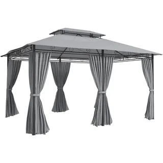 Outsunny Pavillon, Dunkelgrau, Metall, 300x280x400 cm, Sonnen- & Sichtschutz, Pavillons & Pergolas, Pavillons