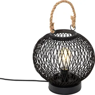Ländliche Tischlampe für den Außenbereich aus Schwarzem Rattan Calamus - Schwarz