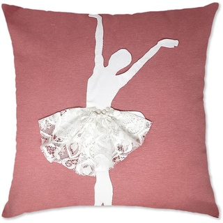 Ballerina Dekokissen für Kinderzimmer, Kissenbezug aus Baumwolle für Kinder, handgefertigt, Möbel und Textilien für Kinderzimmer - Rosa