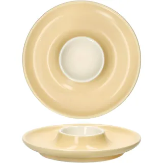 6er Set Jasper Vanille Eierbecher mit Ablage aus Steingut - 406924