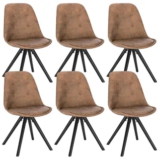 WOLTU Esszimmerstühle 6er Set, Küchenstuhl, Skandinavisch Design, schminktisch Stuhl, Loungesessel, Polsterstuhl, Retro Design Gepolsterter Stuhl, Sitzfläche aus Stoffbezug, Dunkelbraun, BH268dbr-6